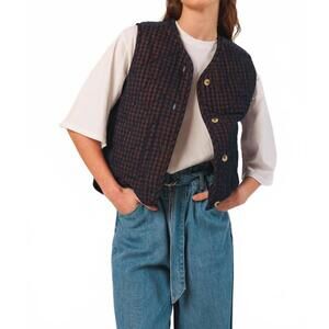 NEW INDI & COLD vichy corduroy vest in black